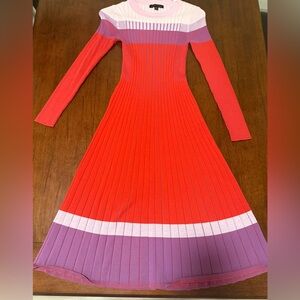 Banana Republic Red and Purple Long Sleeve Dress